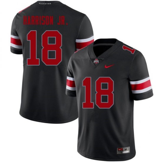 #18 Marvin Harrison Jr. Ohio State Buckeyes Football Men\'s Blackout Jersey 153539-497