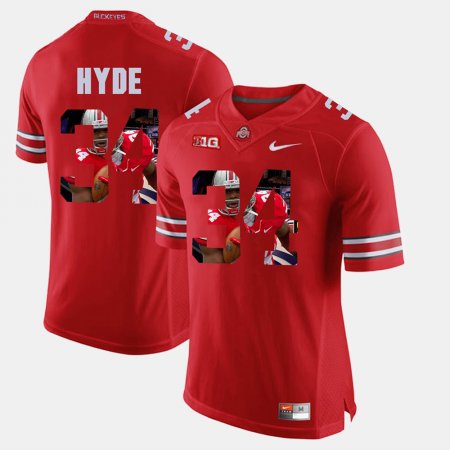 #34 CameCarlos Hyde Pictorial Fashion OSU Buckeyes Mens Scarlet Jersey 359964-129