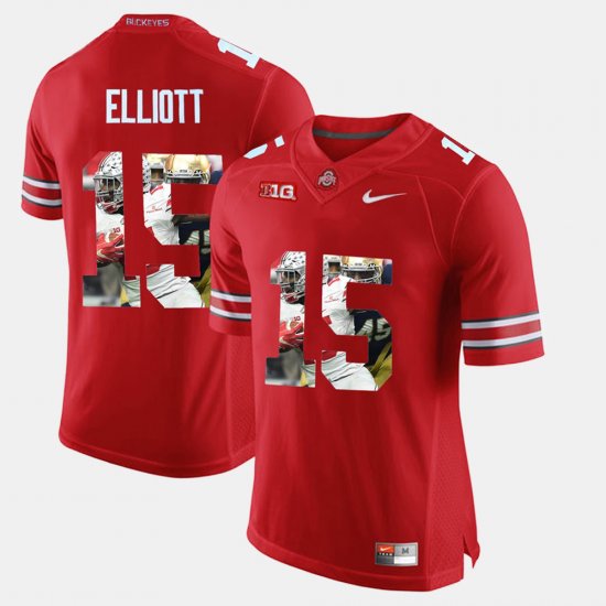#15 Ezekiel Elliott Pictorial Fashion Ohio State Mens Scarlet Jersey 826940-788