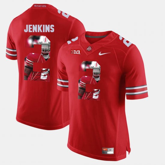 #2 Malcolm Jenkins Pictorial Fashion OSU Buckeyes Men Scarlet Jersey 725637-801