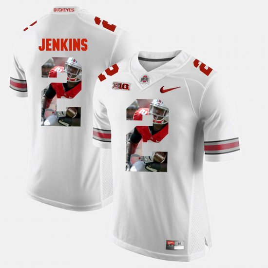#2 Malcolm Jenkins Pictorial Fashion OSU Men\'s White Jersey 640134-282