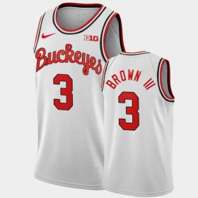 #3 Eugene Brown III Home Ohio State Buckeyes 1980 Throwback Men White Jersey 245714-398