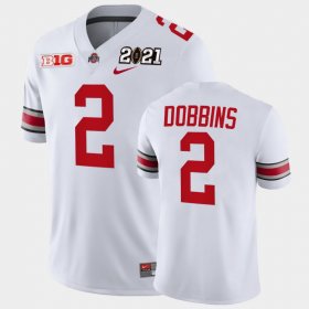 #2 J.K. Dobbins 2021 National Championship OSU Buckeyes Playoff Game Men's White Jersey 656184-372 #2 J.K. Dobbins 2021 National Championship OSU Buckeyes Playoff Game Men's White Jersey 656184-372