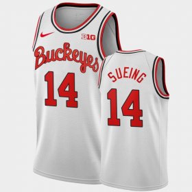 #14 Justice Sueing Home Ohio State 1980 Throwback Mens White Jersey 816321-741