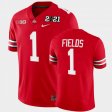 #1 Justin Fields 2021 National Championship Ohio State Playoff Game Men Scarlet Jersey 943444-993
