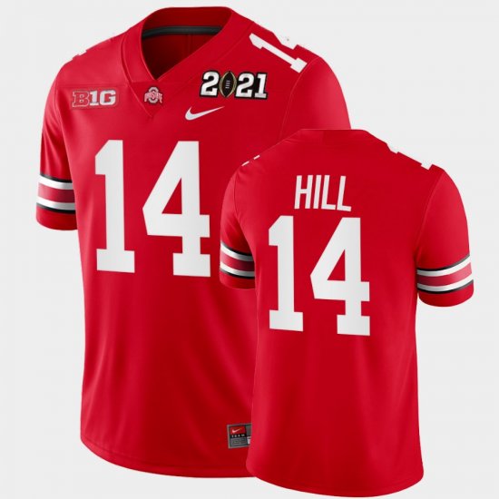 #14 K.J. Hill 2021 National Championship Ohio State Playoff Game Mens Scarlet Jersey 891541-870