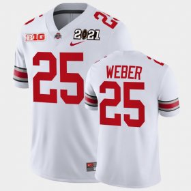 #25 Mike Weber 2021 National Championship OSU Buckeyes Playoff Game Mens White Jersey 149718-330