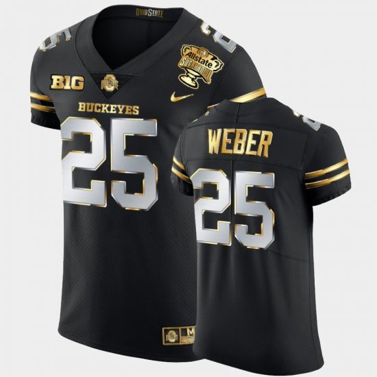 #25 Mike Weber 2021 Sugar Bowl Ohio State Golden Playoff Men\'s Black Jersey 788768-805