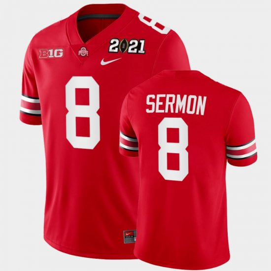 #8 Trey Sermon 2021 National Championship Ohio State Playoff Game Mens Scarlet Jersey 743749-167