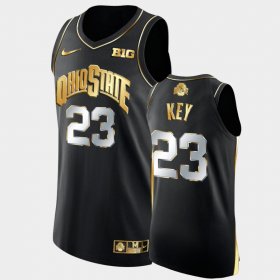 #23 Zed Key College Basketball OSU Buckeyes Golden Authentic Men's Black Jersey 701364-485