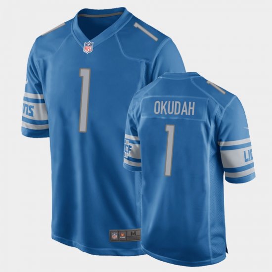 #1 Jeff Okudah 2020 NFL Draft OSU Buckeyes Game Men\'s Blue Jersey 865175-567