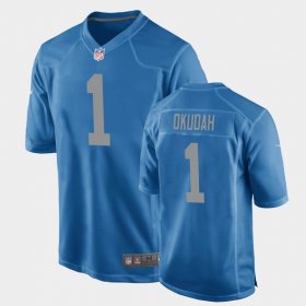 #1 Jeff Okudah 2020 NFL Draft Ohio State NCAA Throwback Game Men's Blue Jersey 513119-582