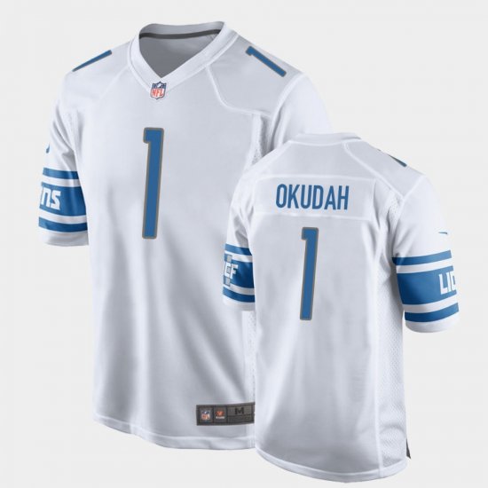 #1 Jeff Okudah 2020 NFL Draft OSU NCAA Game Men\'s White Jersey 458305-125