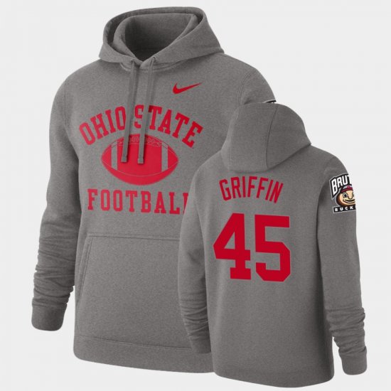 #45 Archie Griffin Retro Football Ohio State Buckeyes Pullover Mens Heathered Gray Hoodie 458756-160