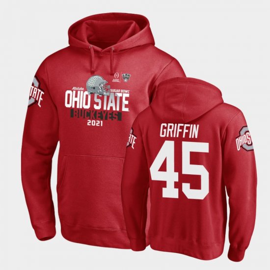 #45 Archie Griffin 2021 Sugar Bowl OSU Buckeyes Pullover Men Scarlet Hoodie 284235-189