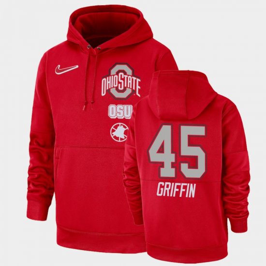 #45 Archie Griffin Local Performance Ohio State Pullover Mens Scarlet Hoodie 178146-414
