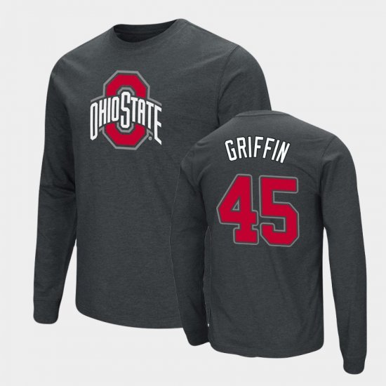 #45 Archie Griffin School Logo Ohio State Buckeyes Long Sleeve Men\'s Black T-Shirt 324675-995
