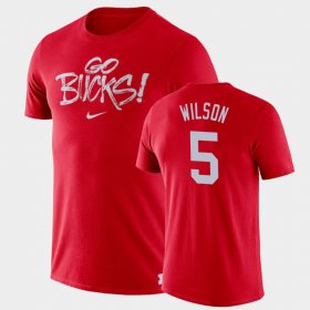 #5 Garrett Wilson Brush Phrase OSU Buckeyes Men's Scarlet T-Shirt 991335-617