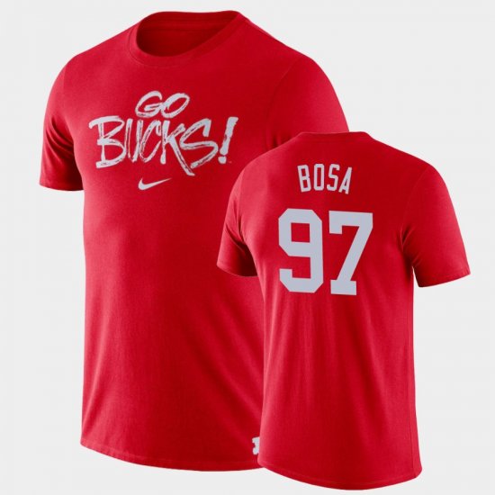 #97 Joey Bosa Brush Phrase OSU Buckeyes Men Scarlet T-Shirt 819501-183