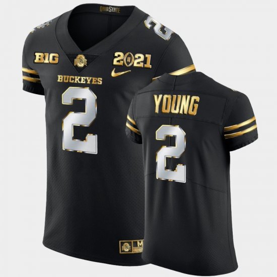 #2 Chase Young 2021 National Championship Ohio State Golden Edition Men\'s Black Jersey 423602-121