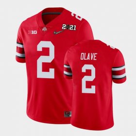 #2 Chris Olave 2021 National Championship Ohio State Buckeyes Men's Scarlet Jersey 653068-254