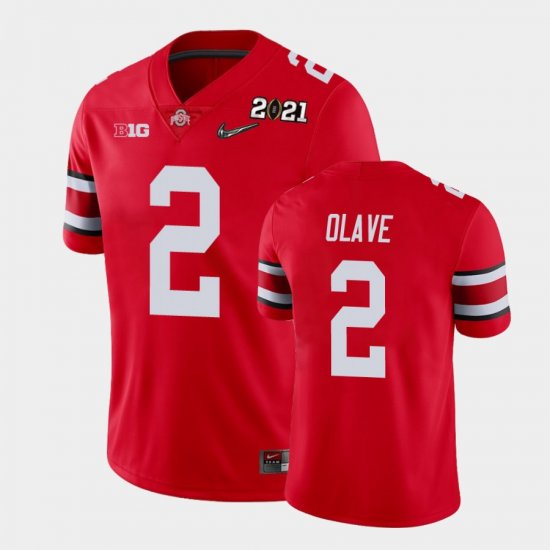 #2 Chris Olave 2021 National Championship Ohio State Buckeyes Men\'s Scarlet Jersey 653068-254