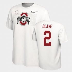 #2 Chris Olave College Football Ohio State Buckeyes Playoff Men White T-Shirt 589239-683