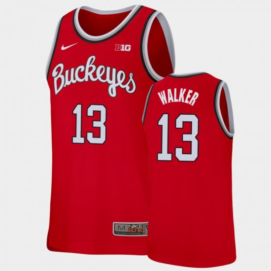 #13 CJ Walker Replica OSU Buckeyes College Basketball Mens Scarlet Jersey 431861-720