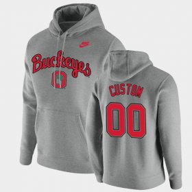 #00 Custom Vintage School Logo OSU Buckeyes Pullover Men Heathered Gray Hoodie 205592-929