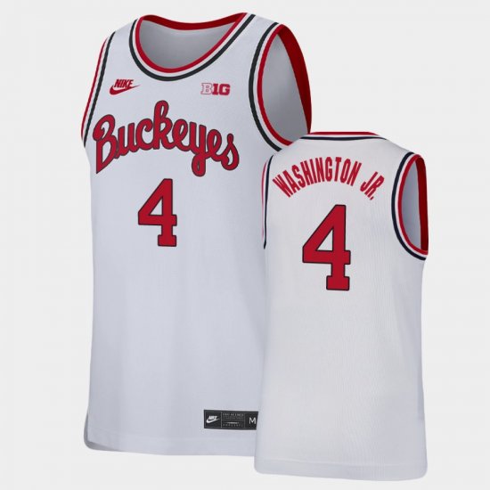 #4 Duane Washington Jr. Replica Ohio State Buckeyes College Basketball Men\'s White Jersey 611416-187