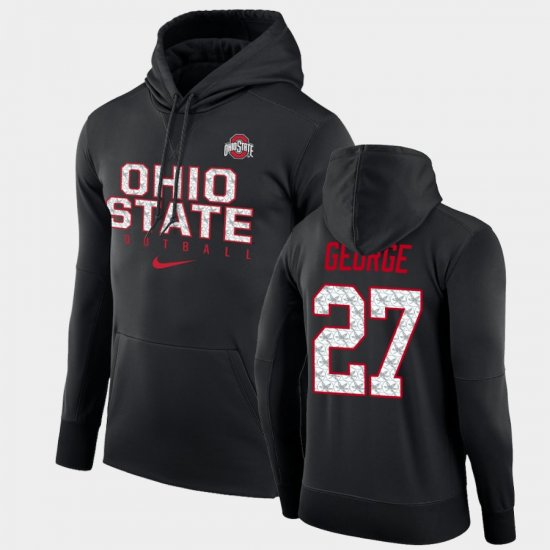 #27 Eddie George Football Practice OSU Buckeyes Performance Pullover Mens Black Hoodie 241906-928