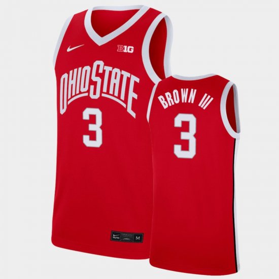 #3 Eugene Brown III Replica Ohio State Basketball Men\'s Scarlet Jersey 709934-629