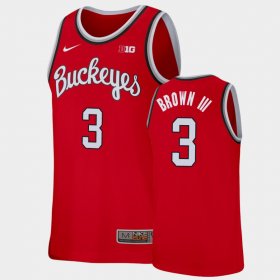 #3 Eugene Brown III Replica Ohio State College Basketball Men's Scarlet Jersey 814894-691