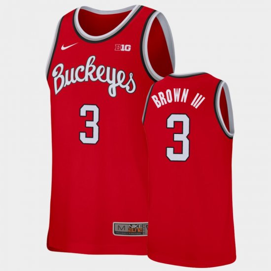#3 Eugene Brown III Replica Ohio State College Basketball Men\'s Scarlet Jersey 814894-691