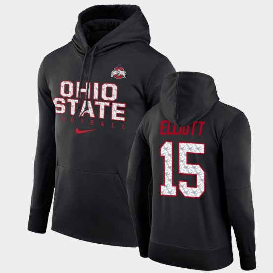 #15 Ezekiel Elliott Football Practice OSU Performance Pullover Mens Black Hoodie 500839-304
