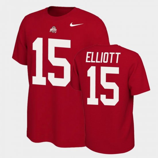 #15 Ezekiel Elliott Name and Number Ohio State Name & Number Retro Mens Scarlet T-Shirt 241454-437