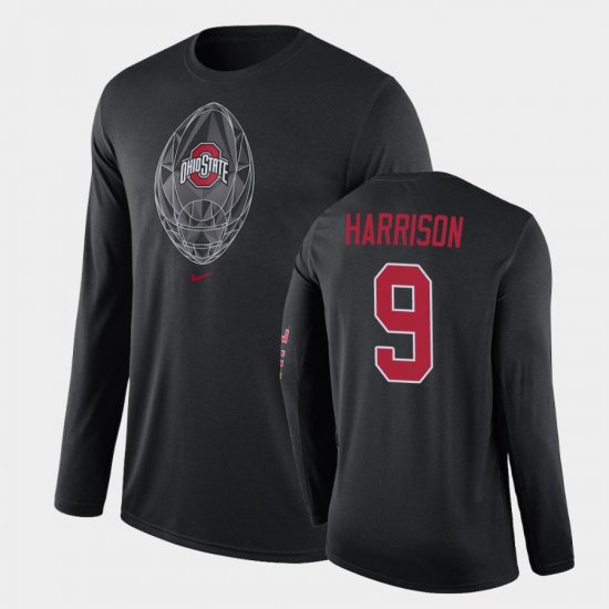#9 Zach Harrison Football Icon Ohio State Long Sleeve Men\'s Black T-Shirt 939135-931