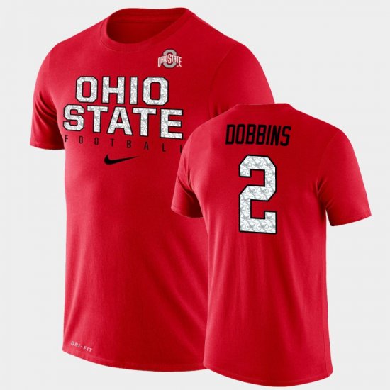 #2 J.K. Dobbins Football Practice Ohio State Buckeyes Legend Performance Men Scarlet T-Shirt 913393-477