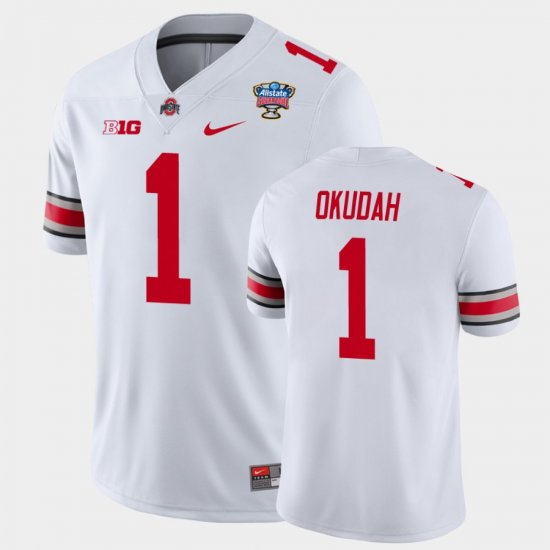 #1 Jeff Okudah 2021 Sugar Bowl Ohio State College Football Men White Jersey 718284-713