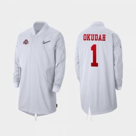 #1 Jeff Okudah 2019 College Football Playoff Bound Ohio State Buckeyes Full-Zip Sideline Men's White Jacket 543457-404