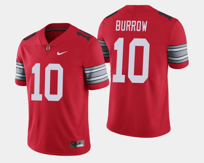 #10 Joe Burrow 2018 Spring Game Limited Ohio State Buckeyes Men\'s Scarlet Jersey 769497-336