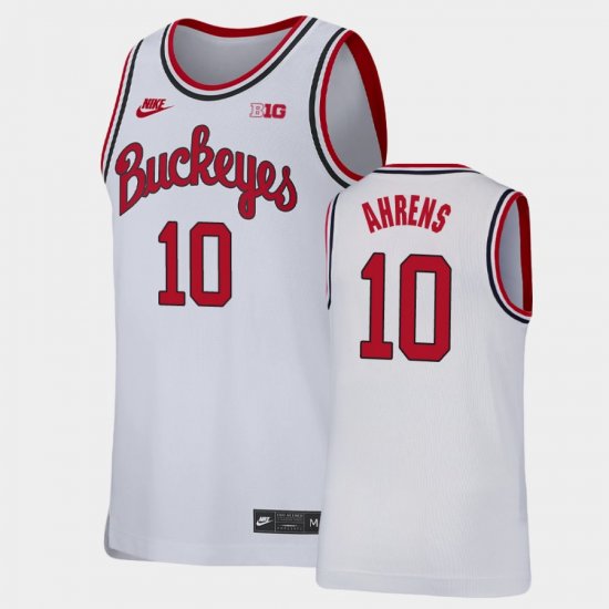 #10 Justin Ahrens Replica Ohio State College Basketball Men\'s White Jersey 166497-849