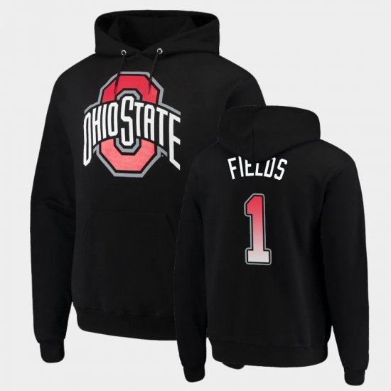 #1 Justin Fields School Logo Ohio State Powerblend Pullover Mens Black Hoodie 560080-791