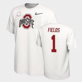 #1 Justin Fields College Football OSU Buckeyes Playoff Mens White T-Shirt 898584-248