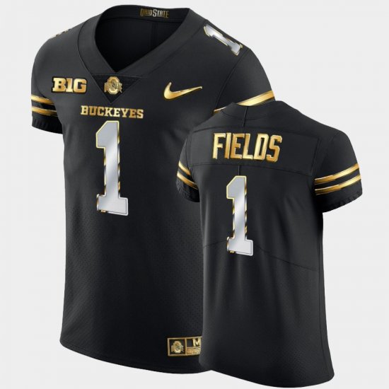 #1 Justin Fields Golden Edition Ohio State Buckeyes 2020-21 Authentic Men\'s Black Jersey 217097-549