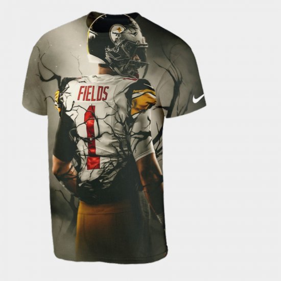 #1 Justin Fields Player Graphic Ohio State 2021 NFL Draft Men\'s Black T-Shirt 716808-434