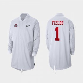 #1 Justin Fields 2019 College Football Playoff Bound Ohio State Full-Zip Sideline Men's White Jacket 692360-125