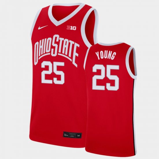 #25 Kyle Young Replica Ohio State Basketball Men\'s Scarlet Jersey 285360-301