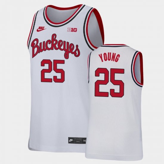 #25 Kyle Young Replica OSU College Basketball Men White Jersey 890121-654