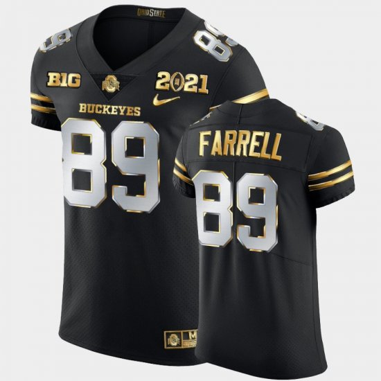 #89 Luke Farrell 2021 National Championship Ohio State Buckeyes Golden Edition Mens Black Jersey 702058-292
